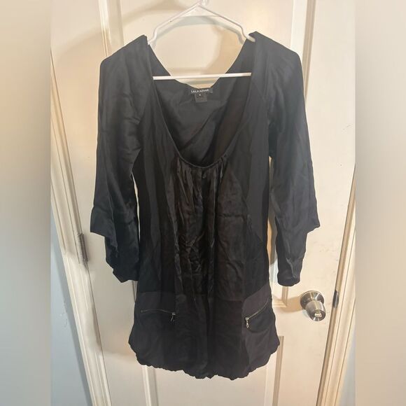 Laila Azhar Black silk mini bubble Dress size 4 EUC - Picture 1 of 5